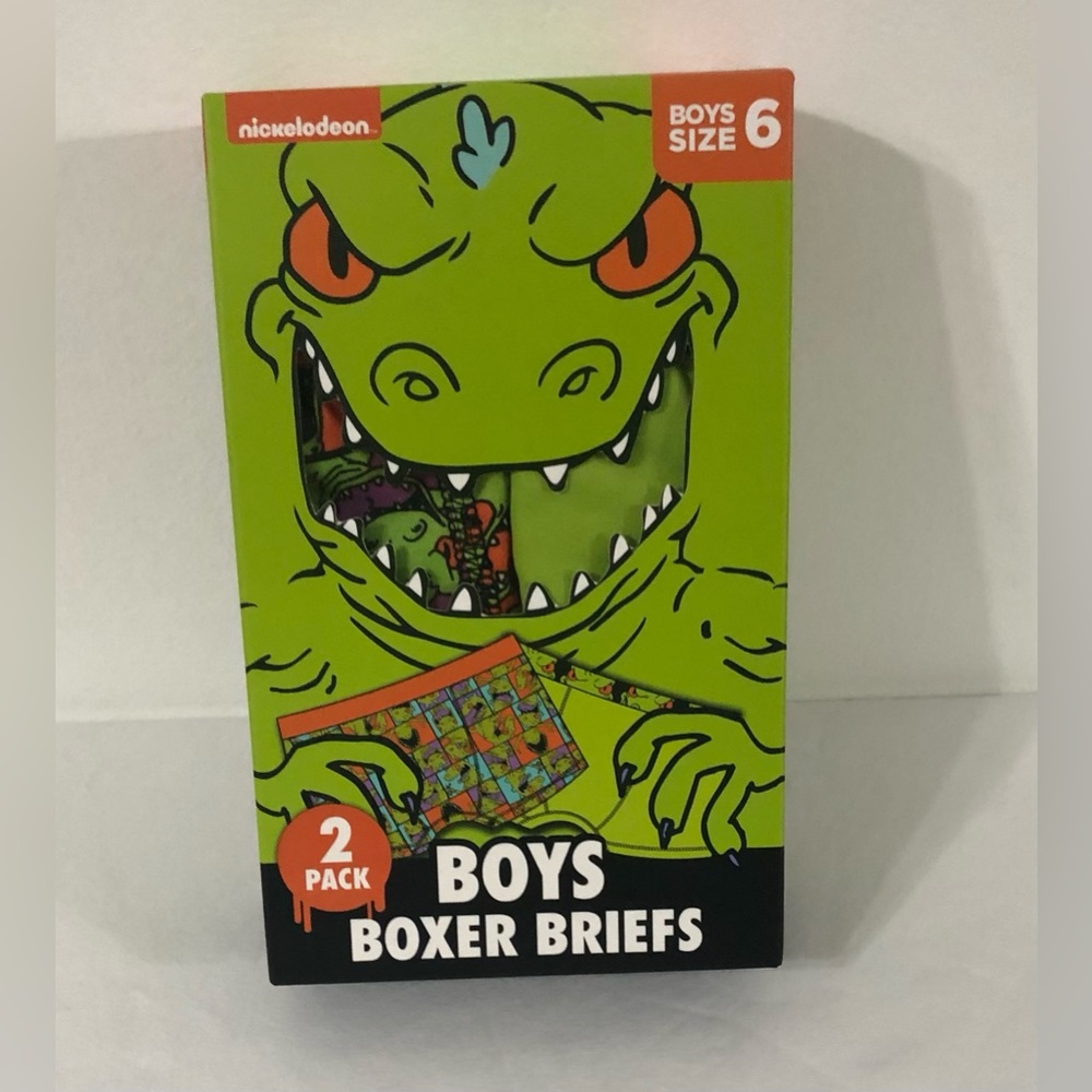 2 PK Boy’s Rugrats Boxer Briefs pull on tag free green blue . Size6